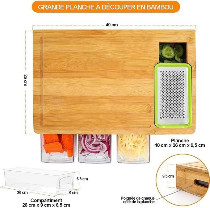 Planche à découper en bois multifonctionnel